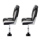 Boating Accessories: Seamanship 2X Folding Boat Seats with 2X Adjustable Pedestals 3446cm Marine Seat Swivel High Back 12cm Padding Black