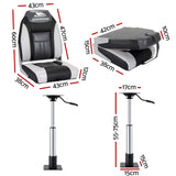 Boating Accessories: Seamanship 2X Folding Boat Seats with 2X Adjustable Pedestals 5575cm Marine Seat Swivel High Back 12cm Padding Black