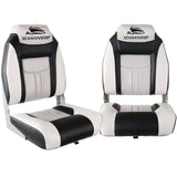 Boating Accessories: Seamanship 2X Folding Boat Seats Marine Seat Swivel High Back 12cm Padding Grey