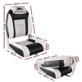 Boating Accessories: Seamanship 2X Folding Boat Seats Marine Seat Swivel High Back 12cm Padding Grey