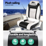 Boating Accessories: Seamanship 2X Folding Boat Seats Marine Seat Swivel High Back 12cm Padding Grey