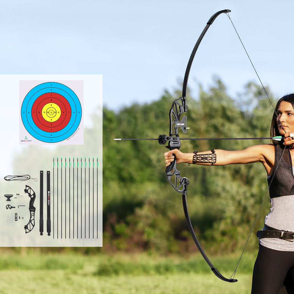 Outdoor Play Equipment: Everfit 55lbs Bow Arrow Set Recurve Takedown Archery Hunting for Beginner Green