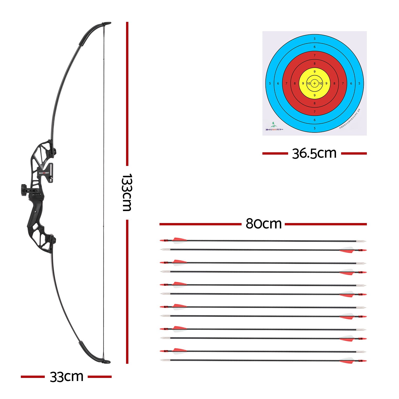 Outdoor Play Equipment: Everfit 55lbs Bow Arrow Set Recurve Takedown Archery Hunting for Beginner Red
