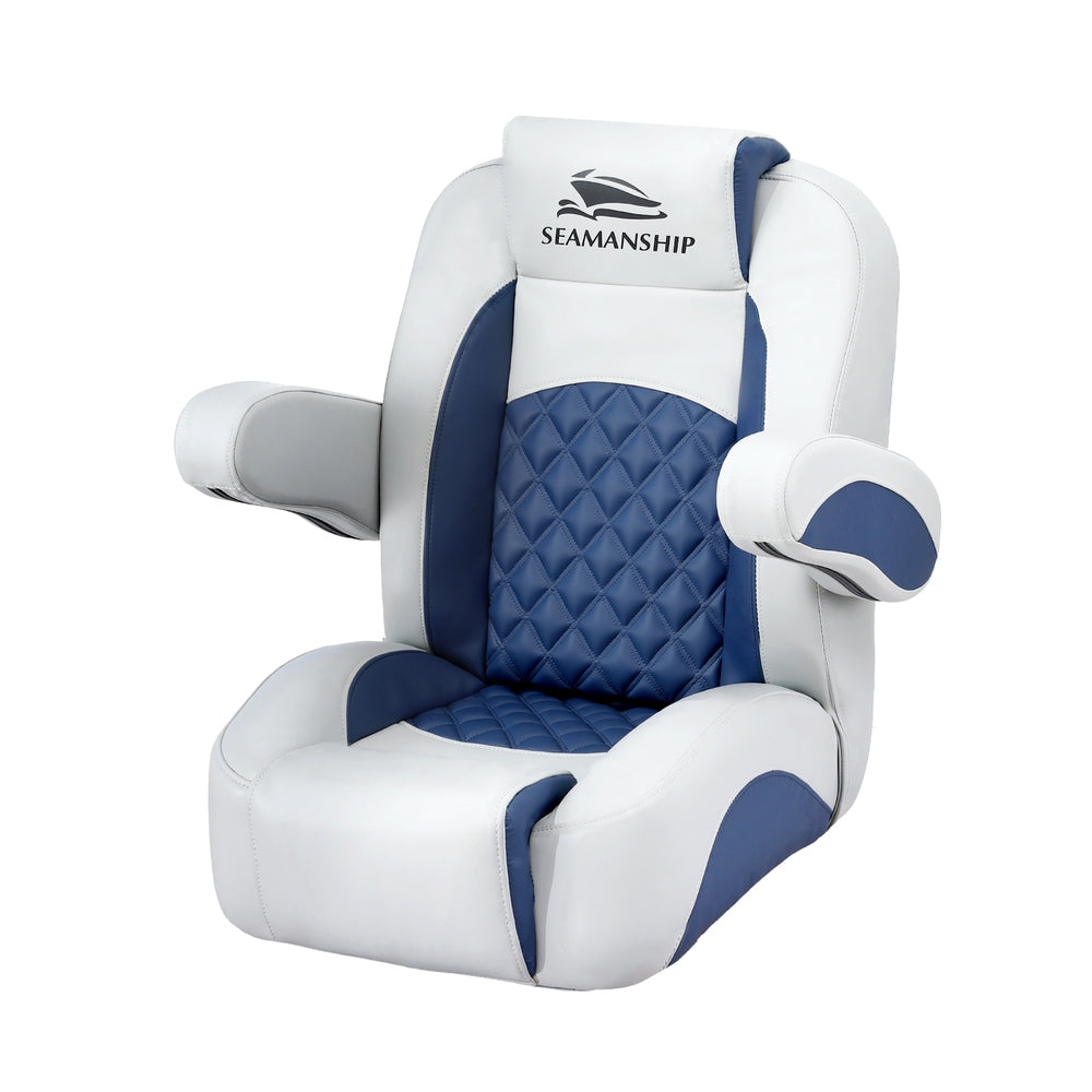 Boating Accessories: Seamanship Reclining Captain Boat Seat 90°-155° Recline, 19cm Thick Cushion