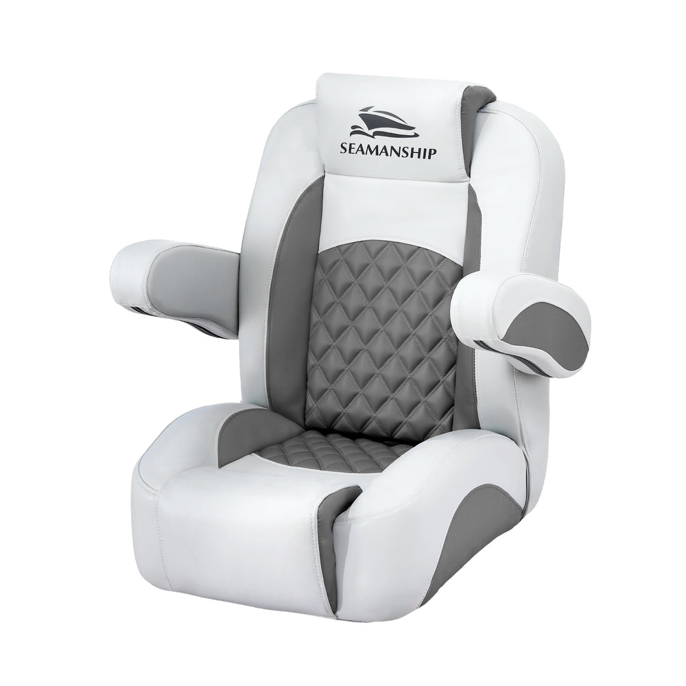 Boating Accessories: Seamanship Reclining Captain Boat Seat 90°-155° Recline, 19cm Thick Cushion