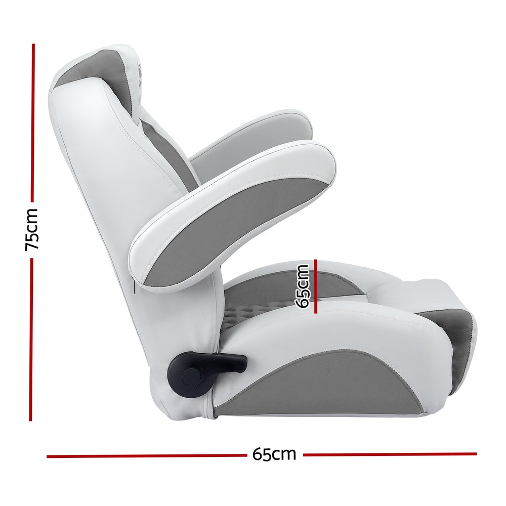 Boating Accessories: Seamanship Reclining Captain Boat Seat 90°-155° Recline, 19cm Thick Cushion