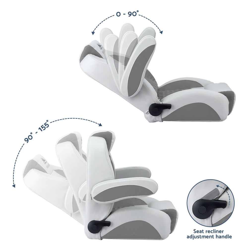 Boating Accessories: Seamanship Reclining Captain Boat Seat 90°-155° Recline, 19cm Thick Cushion