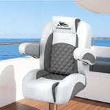 Boating Accessories: Seamanship Reclining Captain Boat Seat 90°-155° Recline, 19cm Thick Cushion