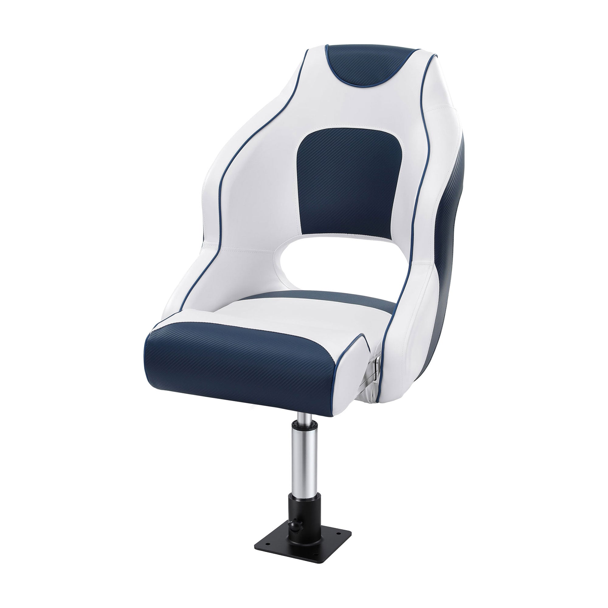 Boating Accessories: Seamanship Captain Bucket Boat Seats Flip Up Bolster Swivel 15cm Padding with Adjustable Pedestals 3446cm Blue