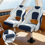 Boating Accessories: Seamanship Captain Bucket Boat Seats Flip Up Bolster Swivel 15cm Padding with Adjustable Pedestals 3446cm Blue
