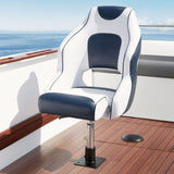 Boating Accessories: Seamanship Captain Bucket Boat Seats Flip Up Bolster Swivel 15cm Padding with Adjustable Pedestals 3446cm Blue