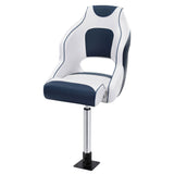 Boating Accessories: Seamanship Captain Bucket Boat Seats Flip Up Bolster Swivel 15cm Padding with Adjustable Pedestals 5575cm Blue