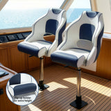 Boating Accessories: Seamanship Captain Bucket Boat Seats Flip Up Bolster Swivel 15cm Padding with Adjustable Pedestals 5575cm Blue