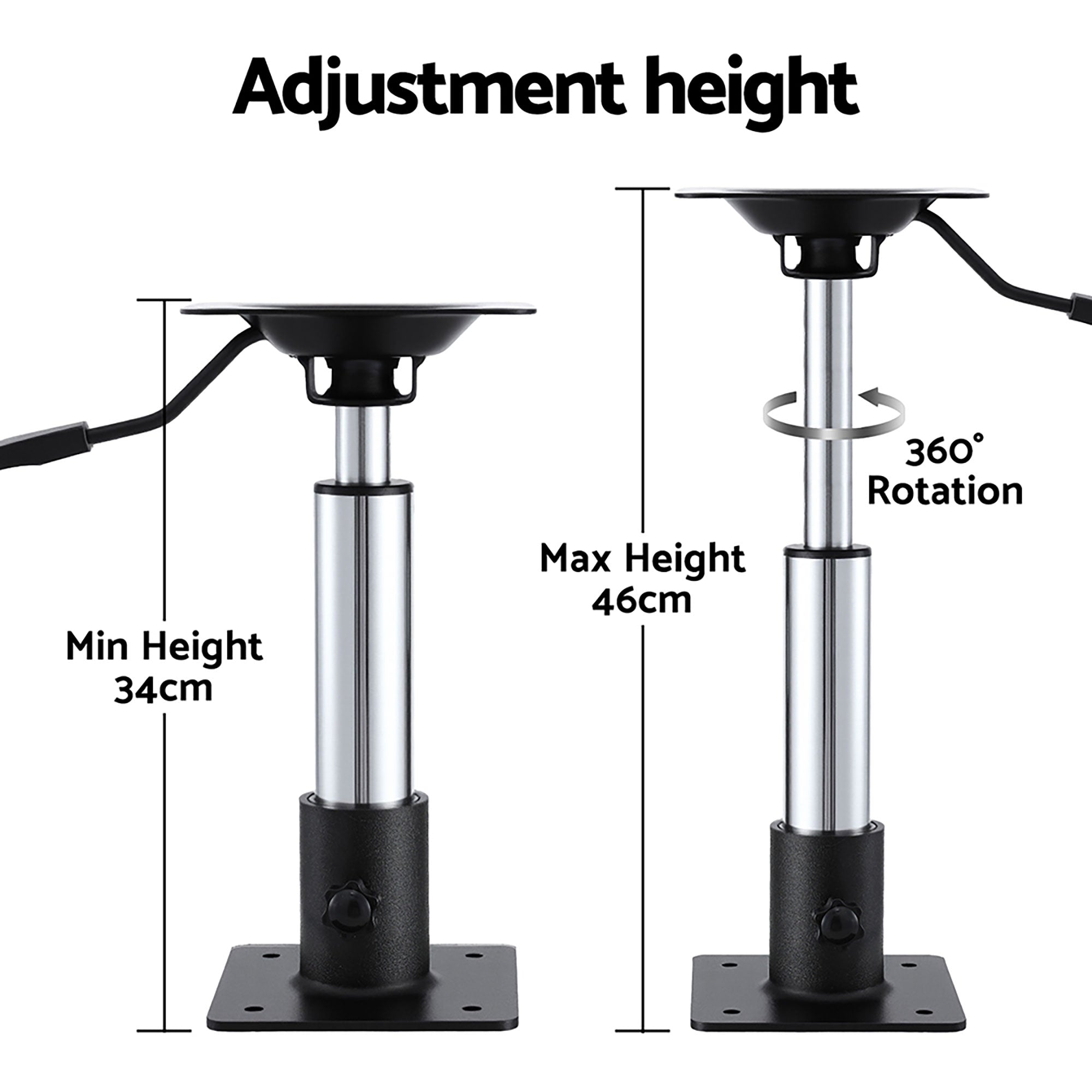 Boating Accessories: Seamanship Boat Seat Pedestal 3446cm Adjustable Gas Lift 360 Degrees Swivel 2 Pack