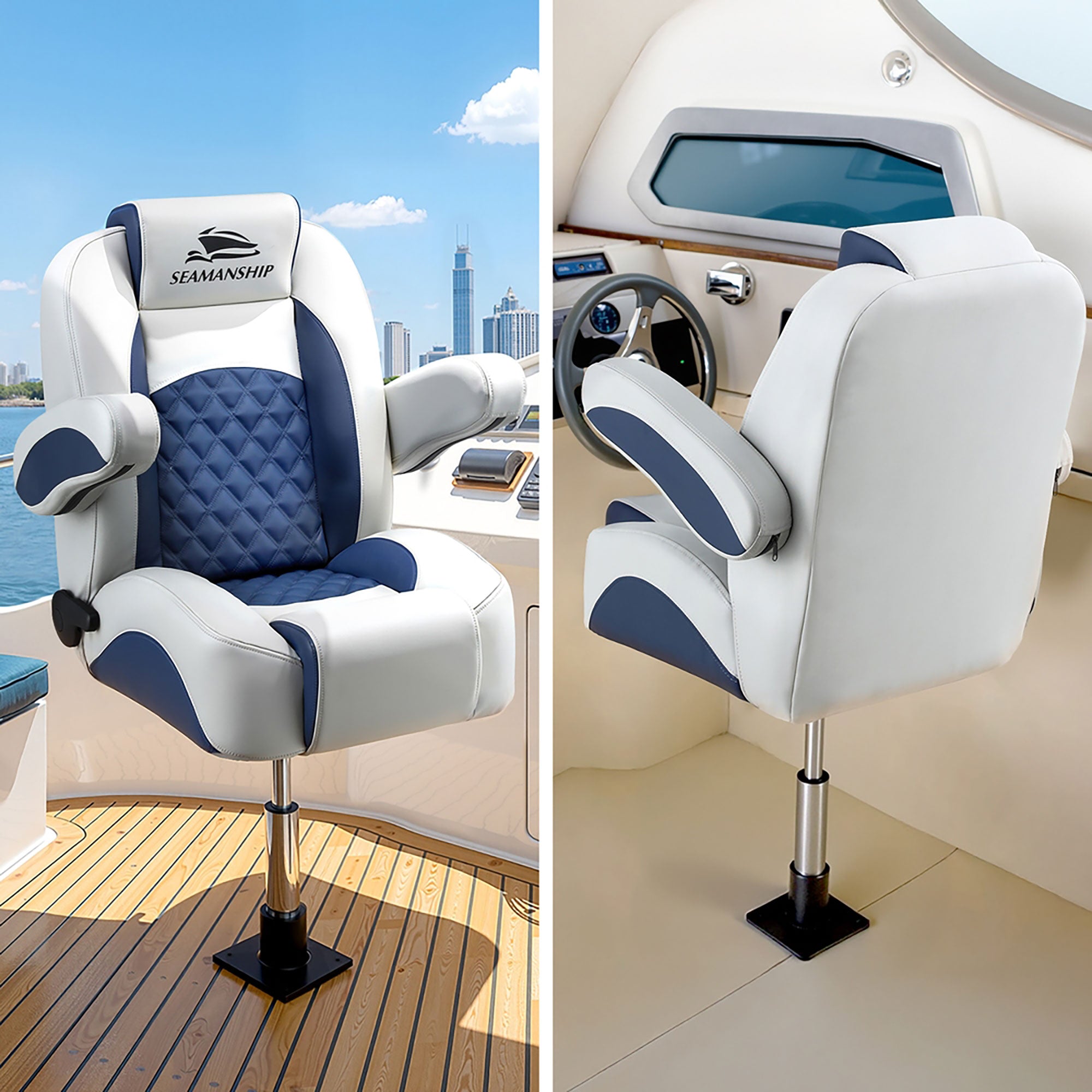 Boating Accessories: Seamanship Boat Seat Pedestal 3446cm Adjustable Gas Lift 360 Degrees Swivel 2 Pack