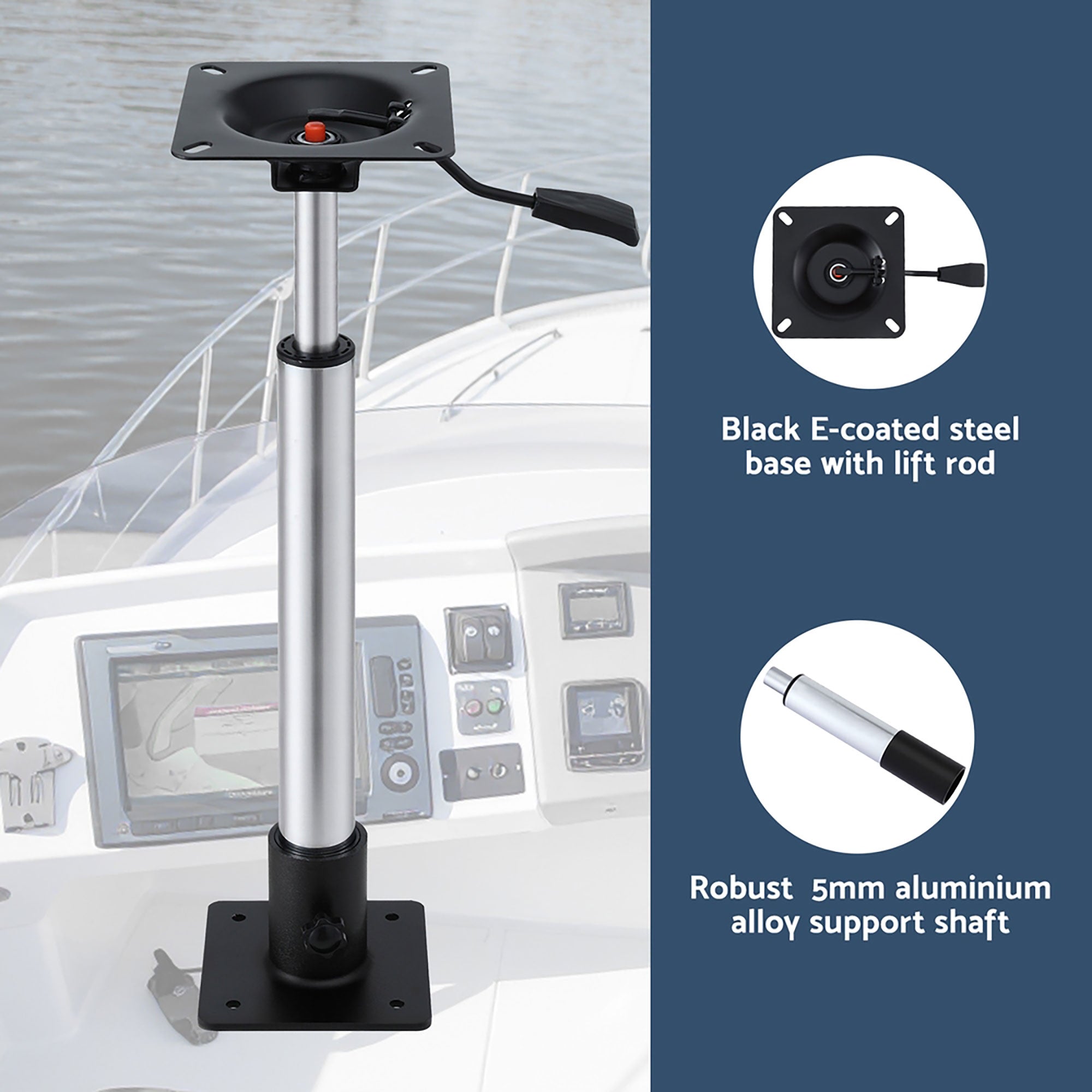 Boating Accessories: Seamanship Boat Seat Pedestal 5575cm Adjustable Gas Lift 360 Degrees Swivel 2 Pack