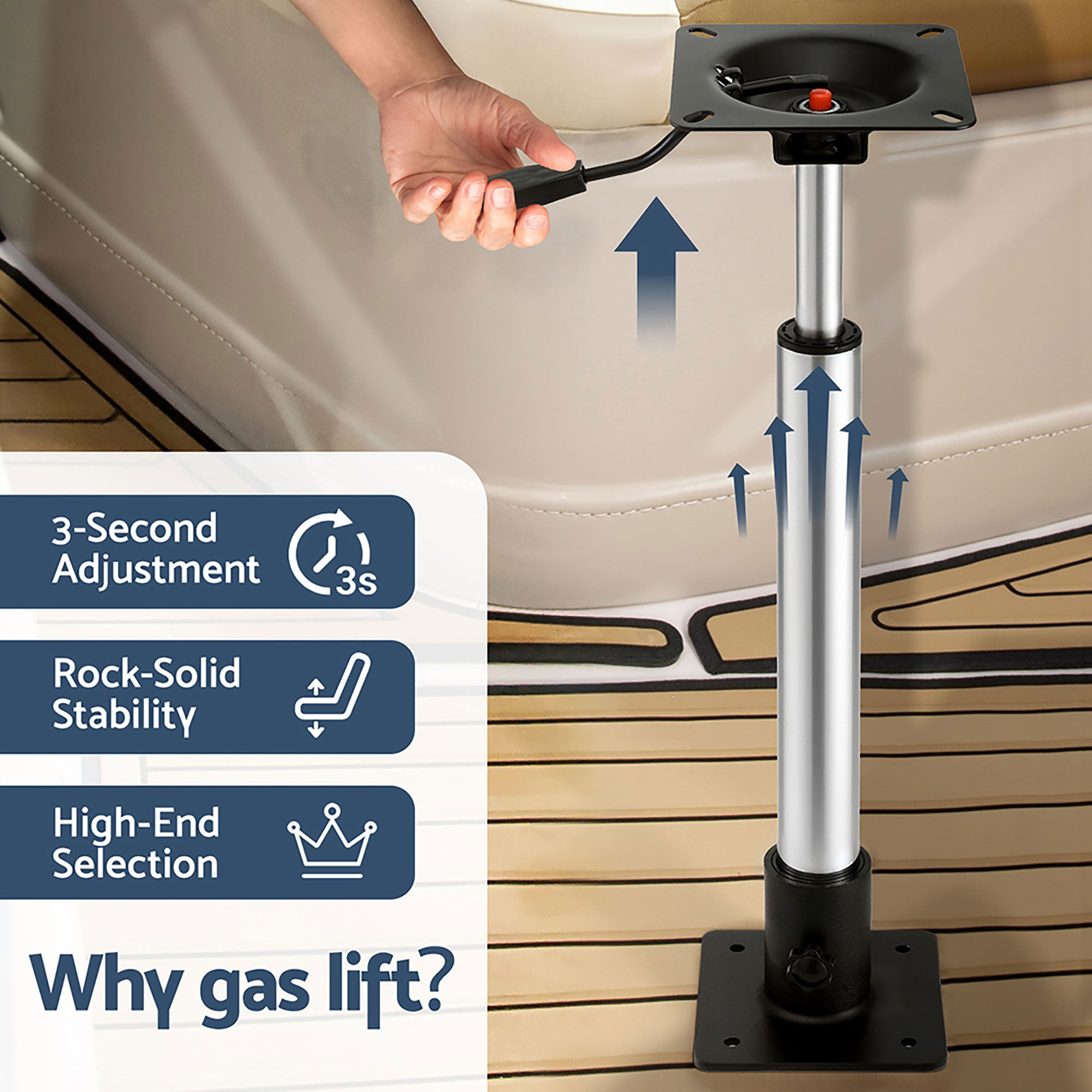 Boating Accessories: Seamanship Boat Seat Pedestal 5575cm Adjustable Gas Lift 360 Degrees Swivel 2 Pack