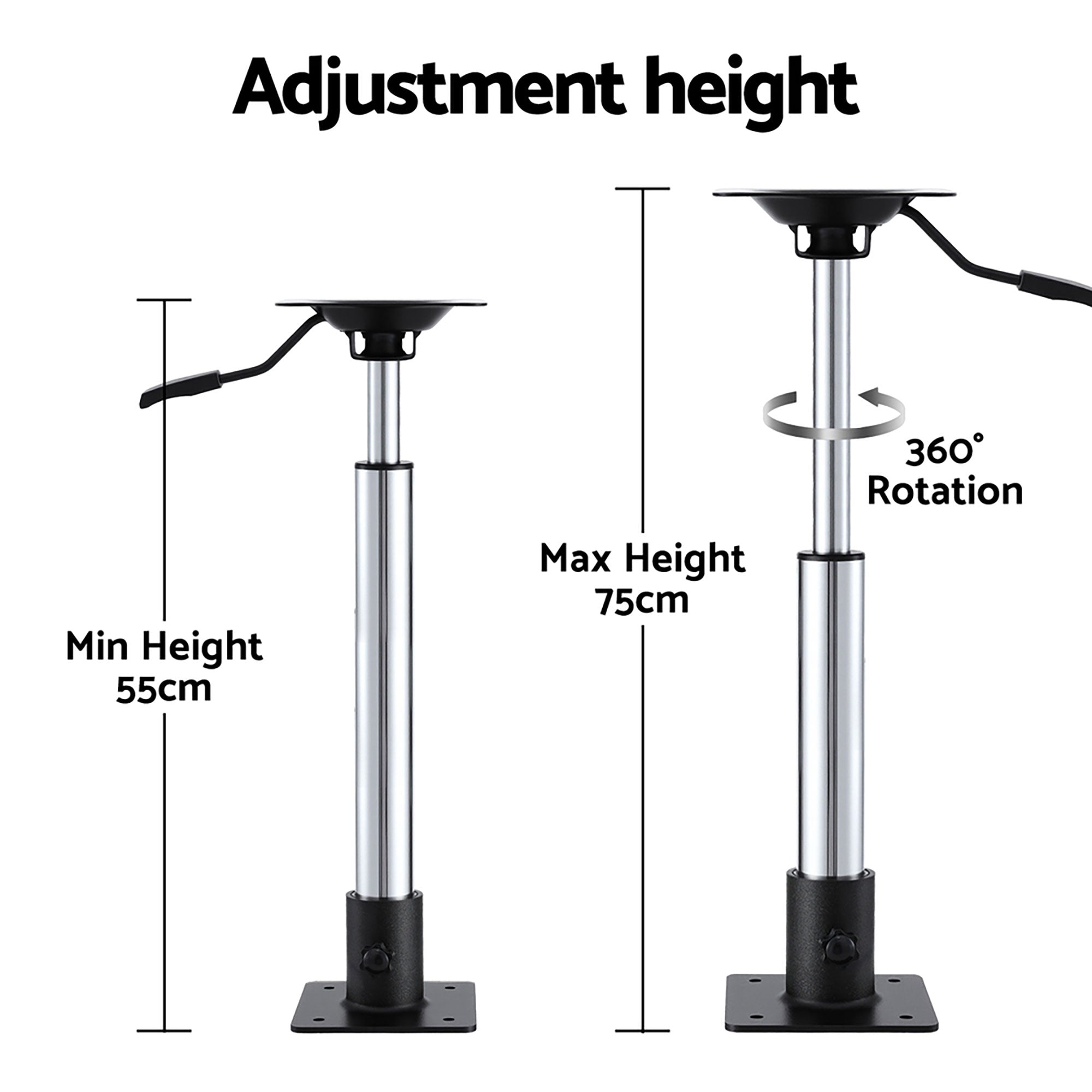 Boating Accessories: Seamanship Boat Seat Pedestal 5575cm Adjustable Gas Lift 360 Degrees Swivel 2 Pack