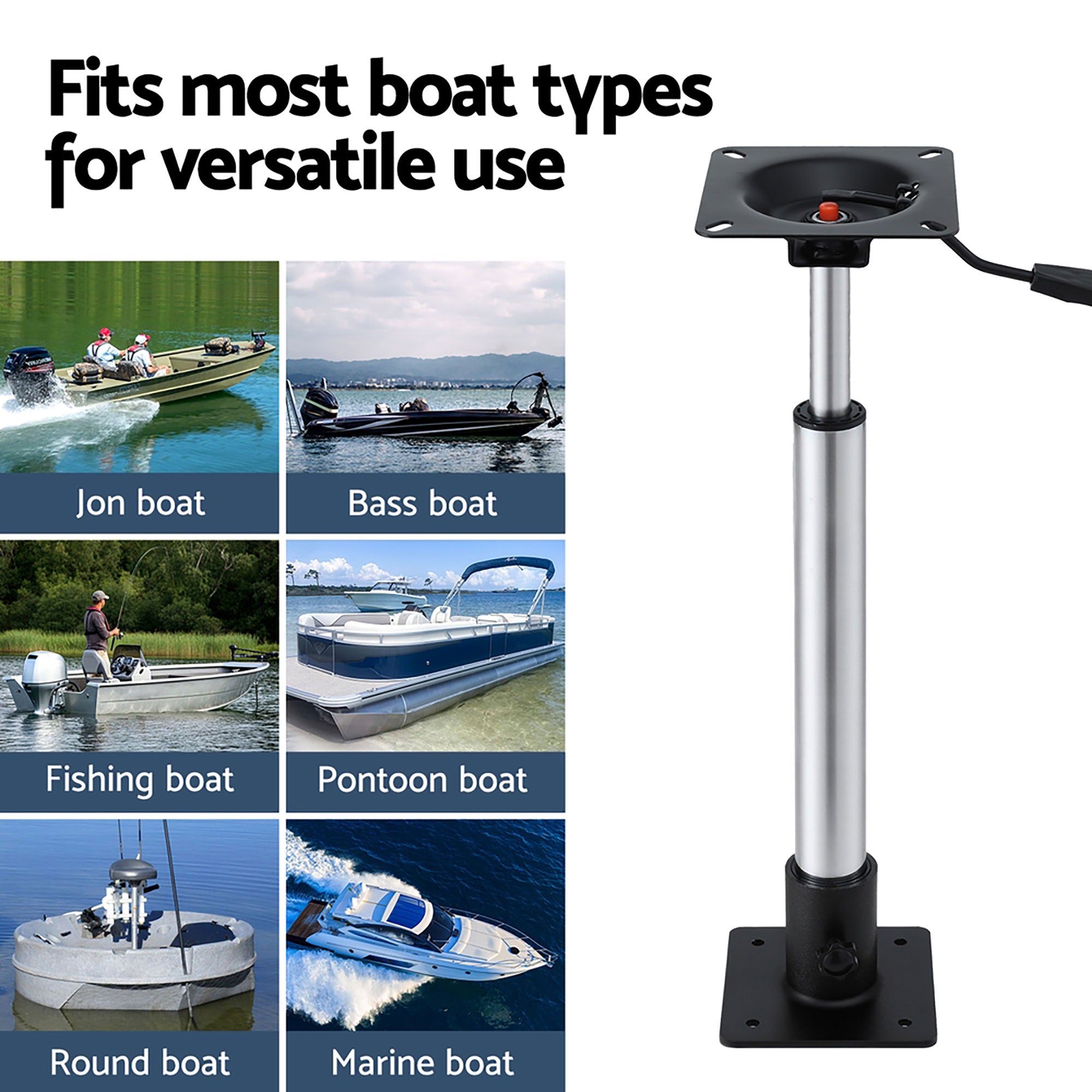 Boating Accessories: Seamanship Boat Seat Pedestal 5575cm Adjustable Gas Lift 360 Degrees Swivel 2 Pack