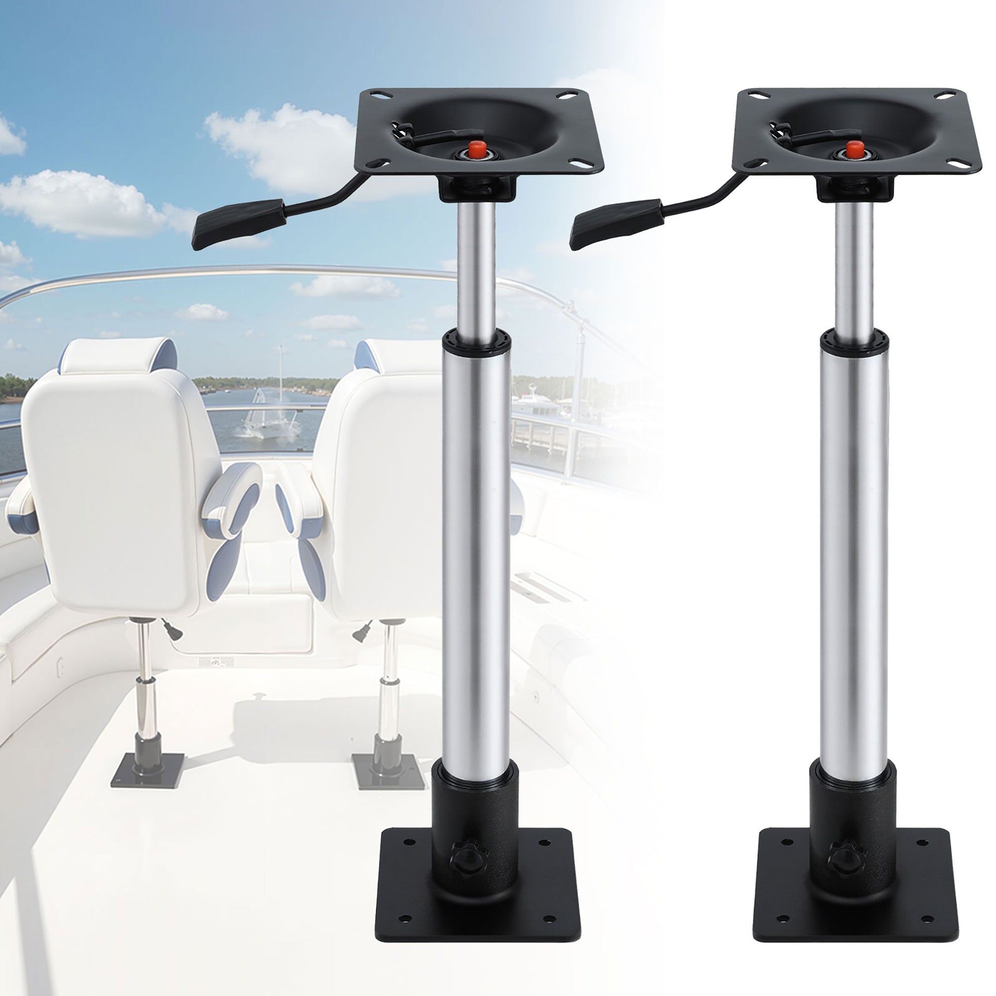 Boating Accessories: Seamanship Boat Seat Pedestal 5575cm Adjustable Gas Lift 360 Degrees Swivel 2 Pack