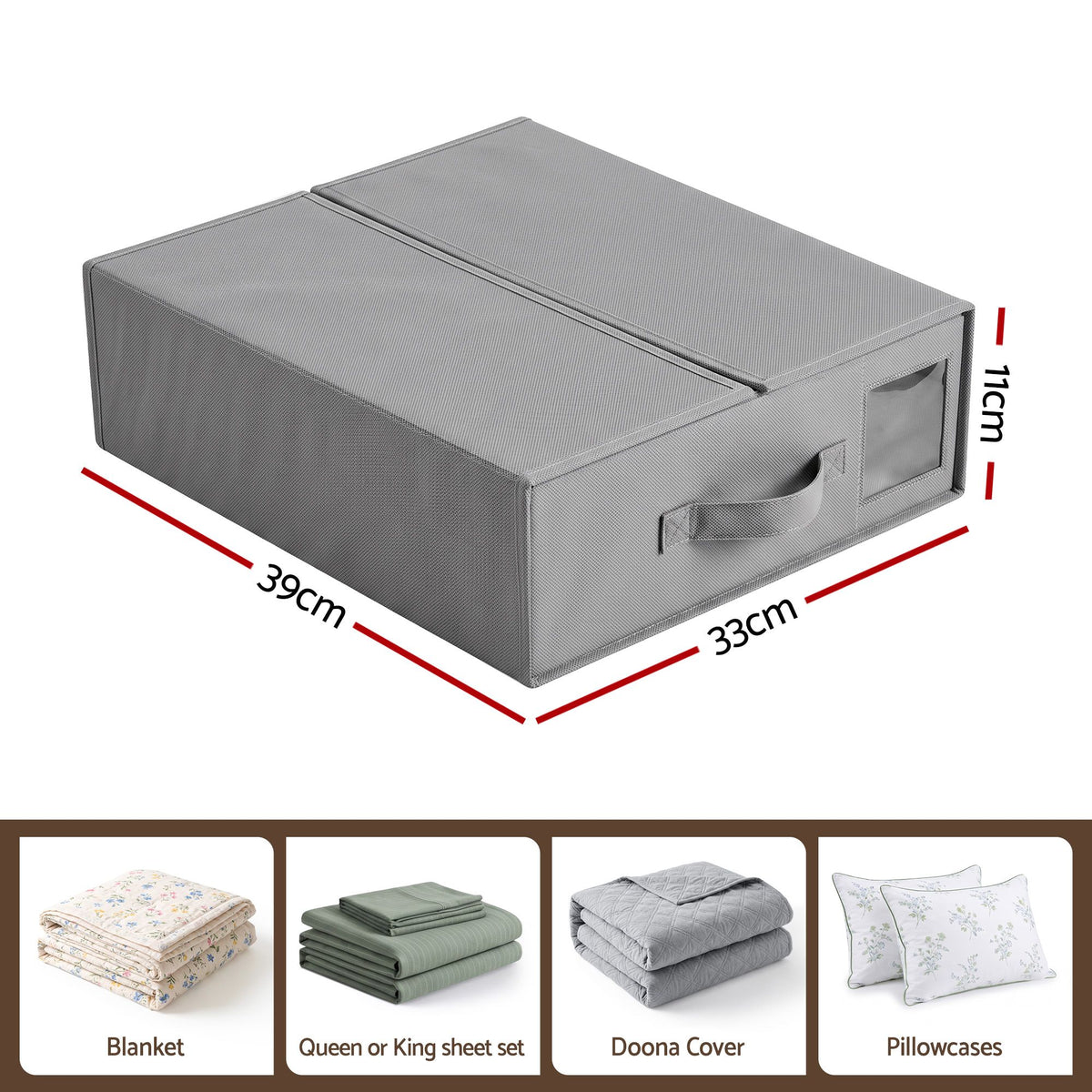 Artiss Bed Sheet Organisers Box Set 8Pcs Storage King Size, Grey