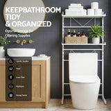 Bathroom Cabinets, Cupboards & Storage: Artiss Over Toilet Bathroom Storage Shelf Rack Over Toilet 2 Tier