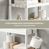 Bathroom Cabinets, Cupboards & Storage: Artiss Over Toilet Storage Bathroom Rack Space Saving 3 Tier Organiser White