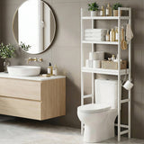 Bathroom Cabinets, Cupboards & Storage: Artiss Over Toilet Storage Bathroom Rack Space Saving 3 Tier Organiser White