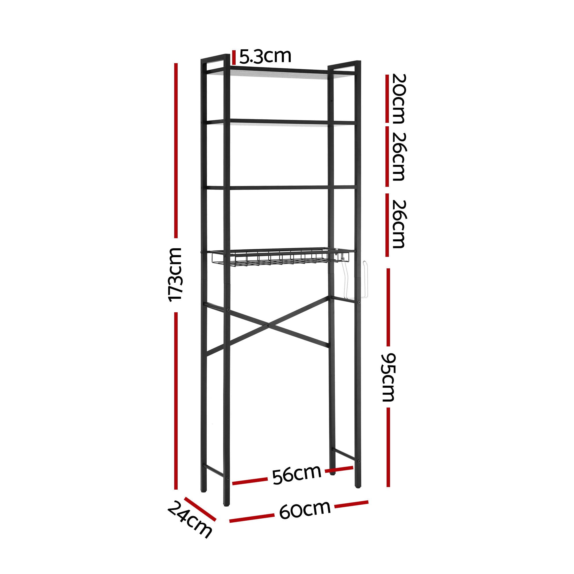 Artiss Over Toilet Bathroom Storage Rack Space Saving 4 Tier Organiser White