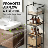 Bathroom Cabinets, Cupboards & Storage: Artiss 5 Tier Floor Standing Corner Shower Caddy Bathroom Organizer Black