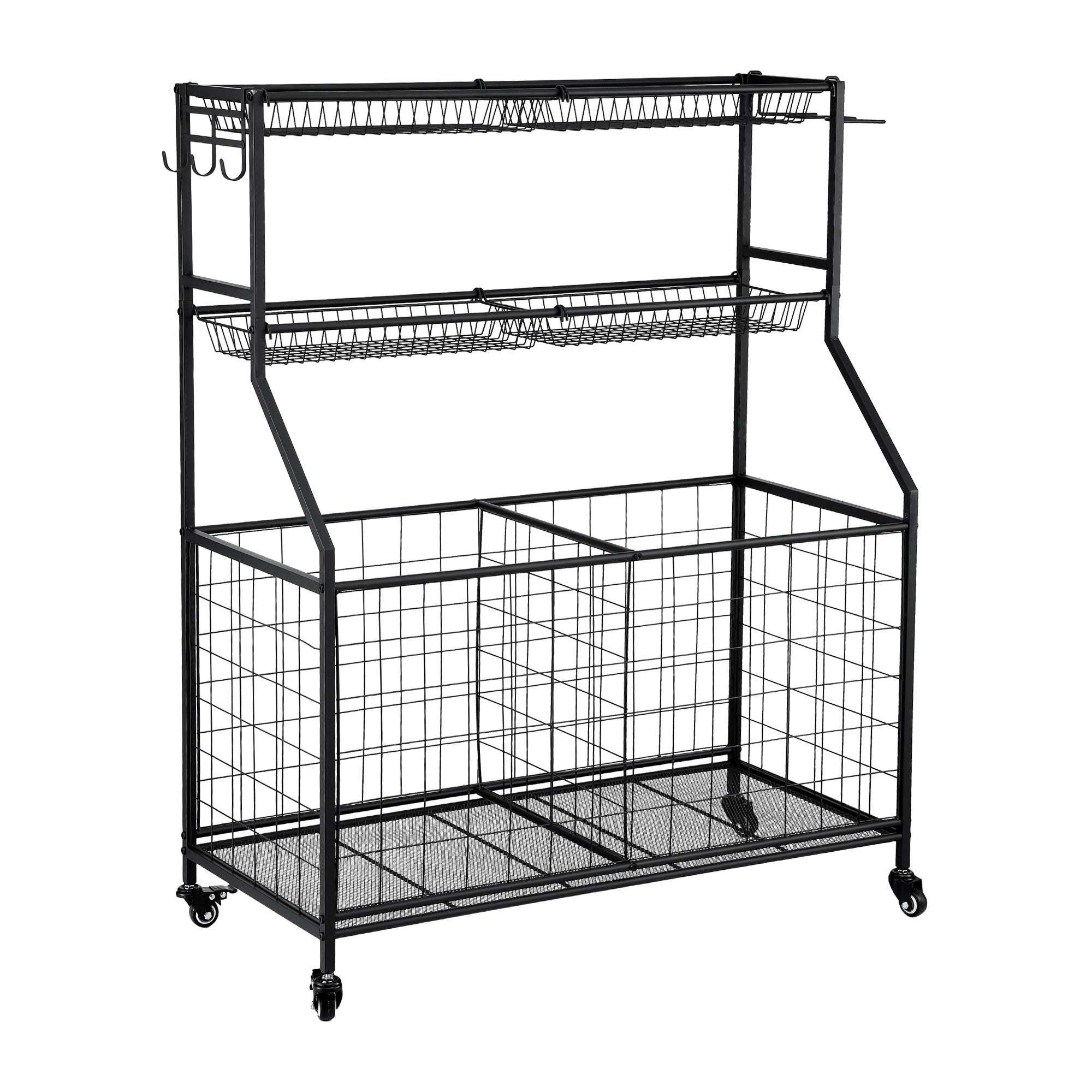Bathroom Cabinets, Cupboards & Storage: Everfit Sports Equipment Organizer Storage with Wheels Multi-Sport Garage Gym Black