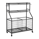Bathroom Cabinets, Cupboards & Storage: Everfit Sports Equipment Organizer Storage with Wheels Multi-Sport Garage Gym Black