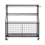 Bathroom Cabinets, Cupboards & Storage: Everfit Sports Equipment Organizer Storage with Wheels Multi-Sport Garage Gym Black