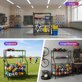 Bathroom Cabinets, Cupboards & Storage: Everfit Sports Equipment Organizer Storage with Wheels Multi-Sport Garage Gym Black