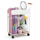 Basketball & Basketball Accessories: Everfit Yoga Mat Storage Rack Mobile Holder with Wheels Basket Home Gym Storage Organizer White