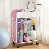 Basketball & Basketball Accessories: Everfit Yoga Mat Storage Rack Mobile Holder with Wheels Basket Home Gym Storage Organizer White