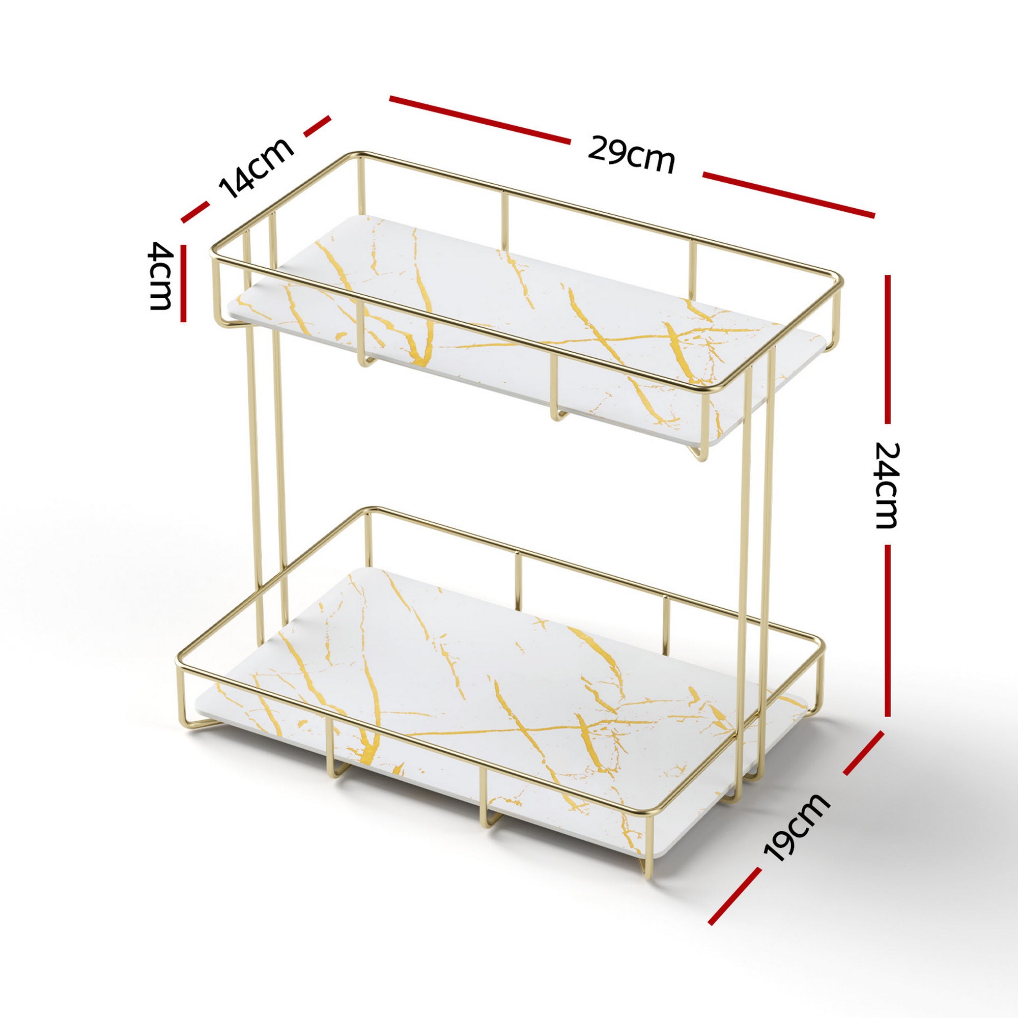 Bathroom Cabinets, Cupboards & Storage: Artiss Bathroom Storage Rack 2 Tier Corner Organiser Gold Marble Look