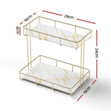 Bathroom Cabinets, Cupboards & Storage: Artiss Bathroom Storage Rack 2 Tier Corner Organiser Gold Marble Look