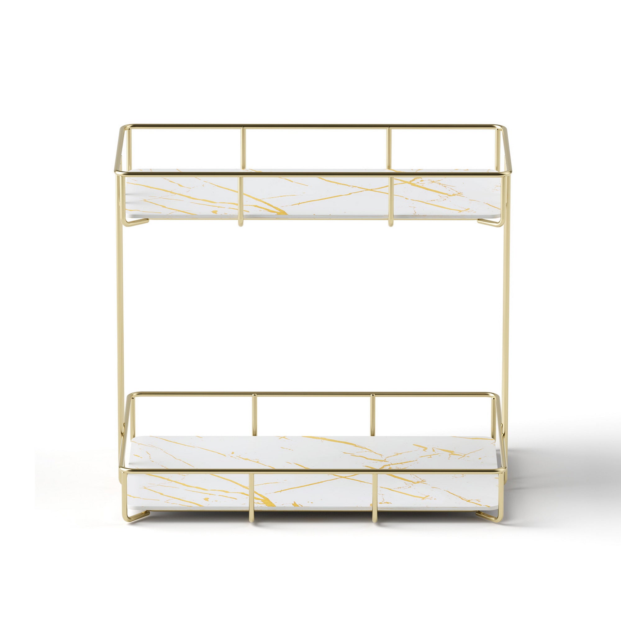 Bathroom Cabinets, Cupboards & Storage: Artiss Bathroom Storage Rack 2 Tier Corner Organiser Gold Marble Look