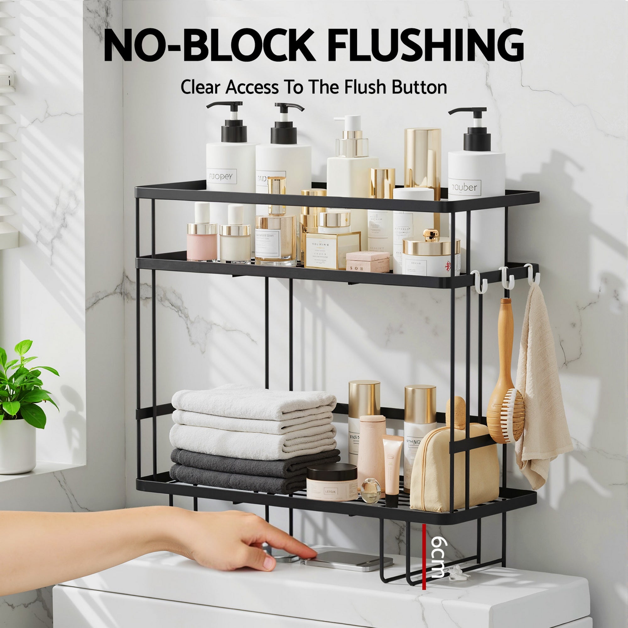 Bathroom Cabinets, Cupboards & Storage: Artiss Over Toilet Storage Rack Bathroom Shelf Organizer 2 Tier