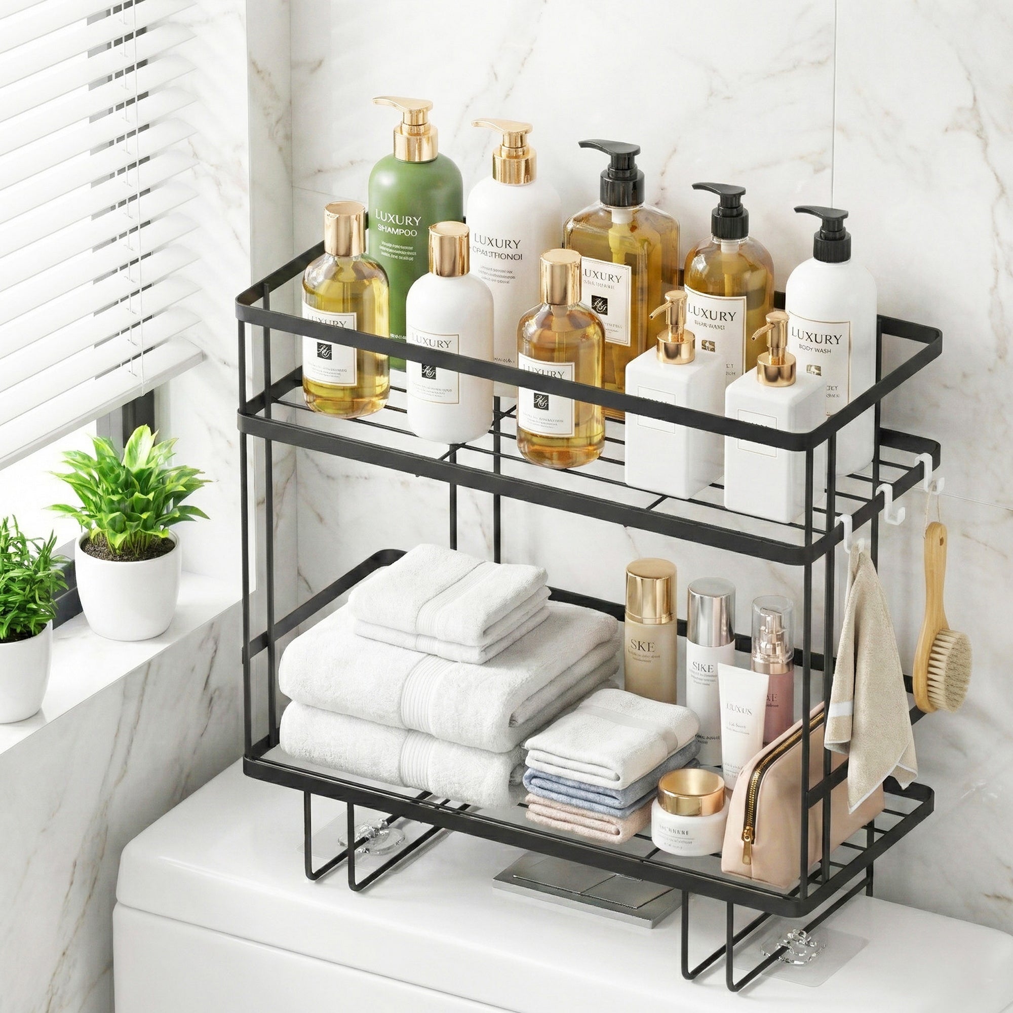 Bathroom Cabinets, Cupboards & Storage: Artiss Over Toilet Storage Rack Bathroom Shelf Organizer 2 Tier