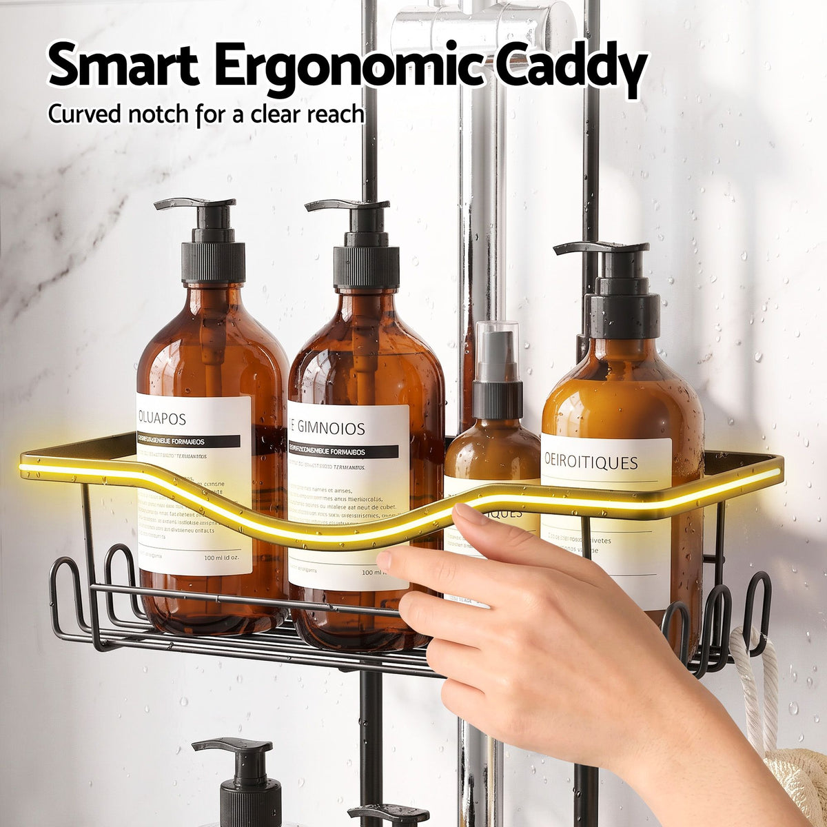 Artiss Shower Caddy Hanging Bathroom Organiser Over Head Black