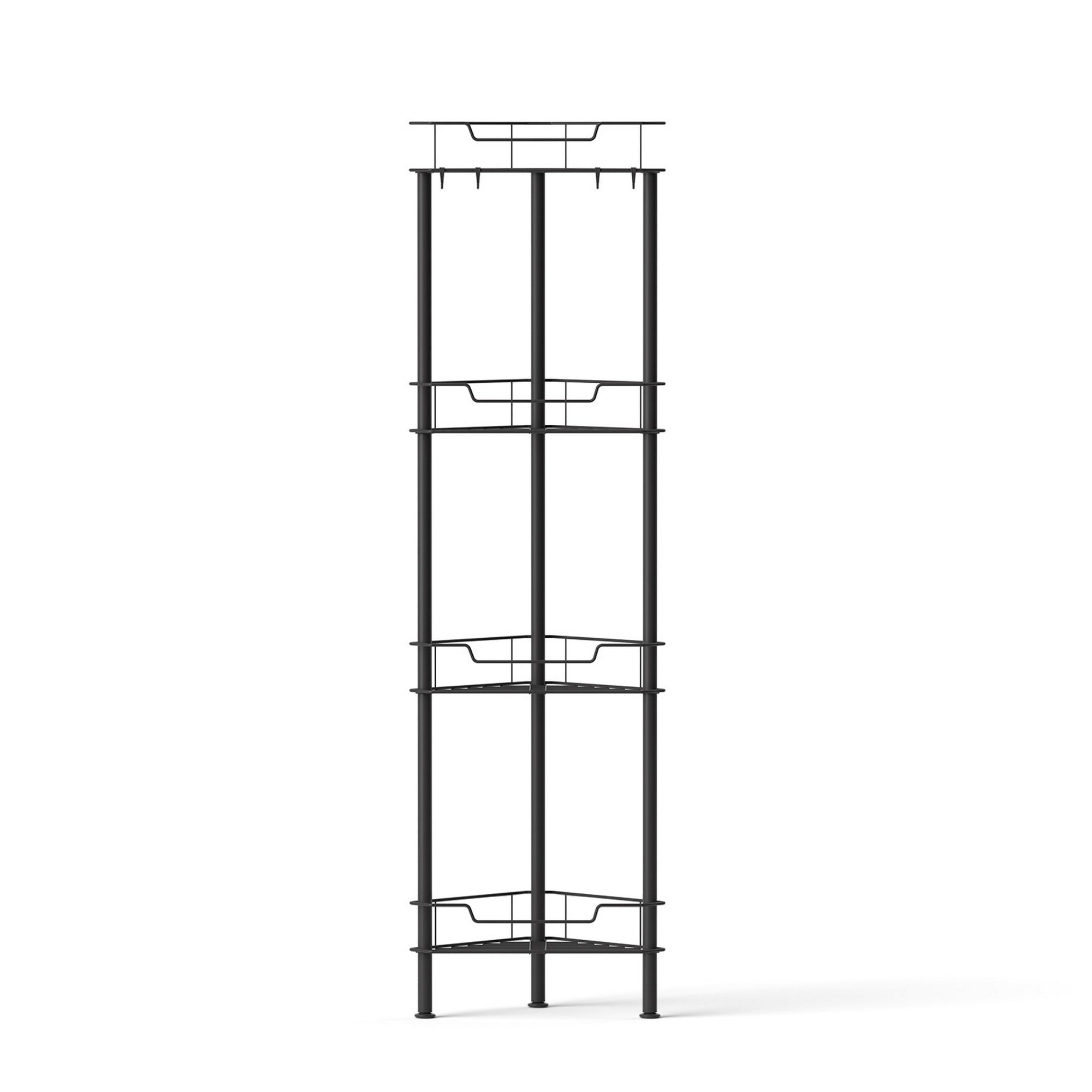 Bathroom Cabinets, Cupboards & Storage: Artiss 4 Tier Floor Standing Corner Shower Caddy Bathroom Organizer Black