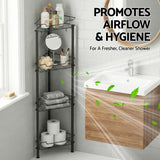Bathroom Cabinets, Cupboards & Storage: Artiss 4 Tier Floor Standing Corner Shower Caddy Bathroom Organizer Black