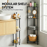 Bathroom Cabinets, Cupboards & Storage: Artiss 4 Tier Floor Standing Corner Shower Caddy Bathroom Organizer Black