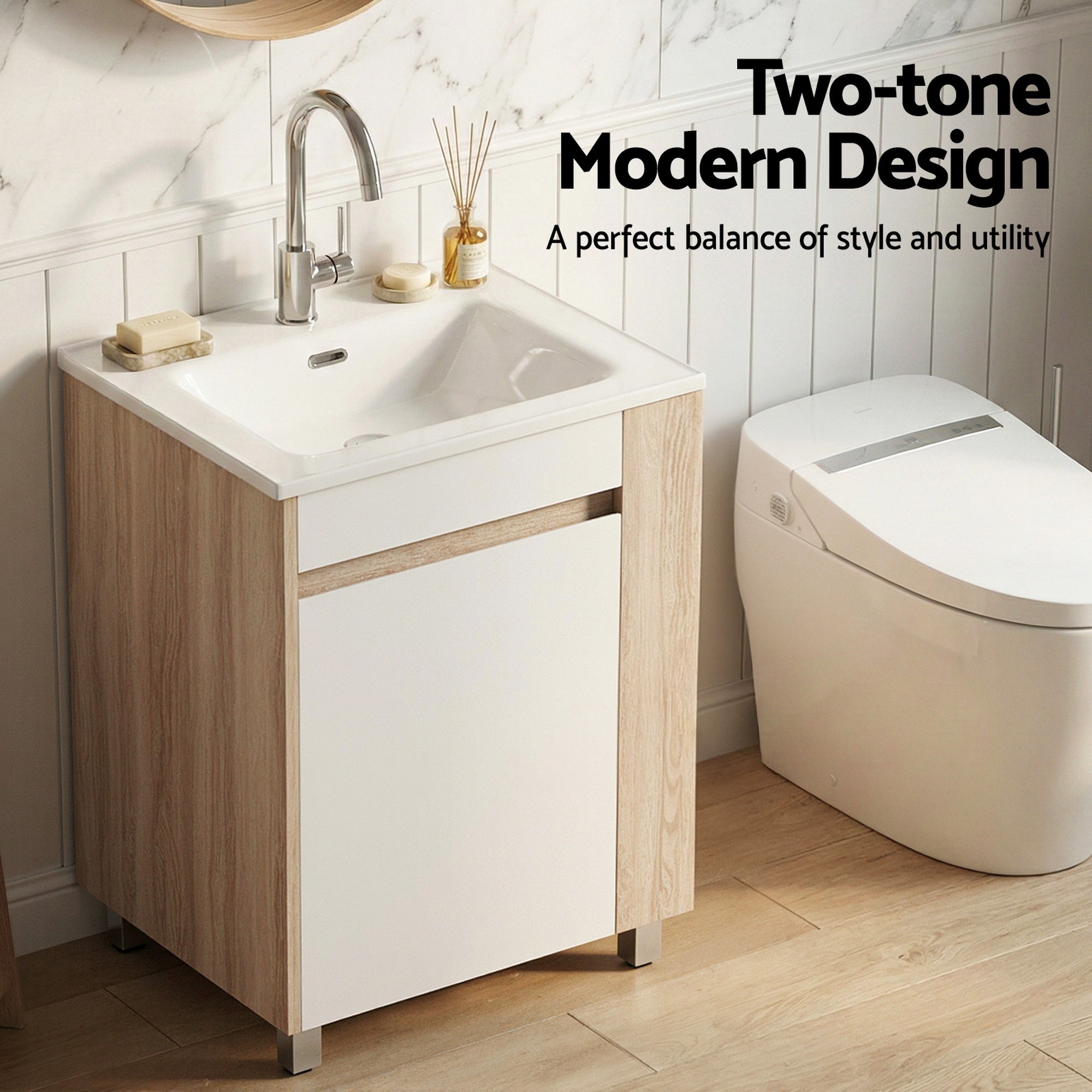 Vanity Units: Cefito Vanity Unit 835mm Basin Bathroom Cabinet Side Storage Free Standing Sink