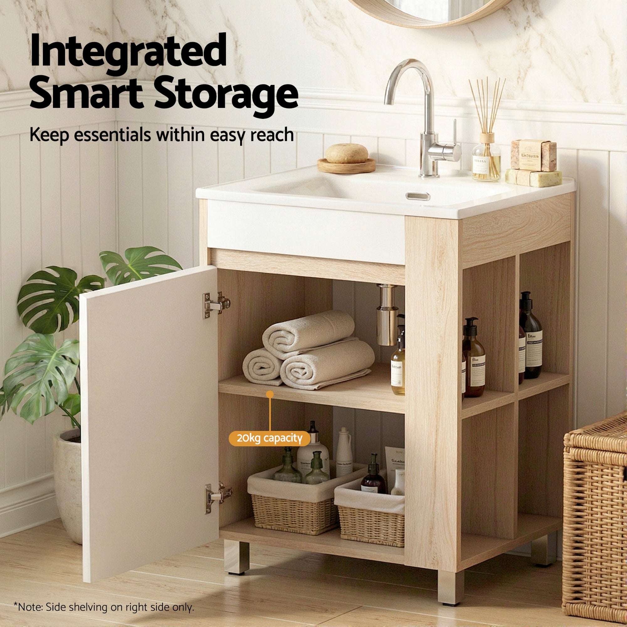 Vanity Units: Cefito Vanity Unit 835mm Basin Bathroom Cabinet Side Storage Free Standing Sink