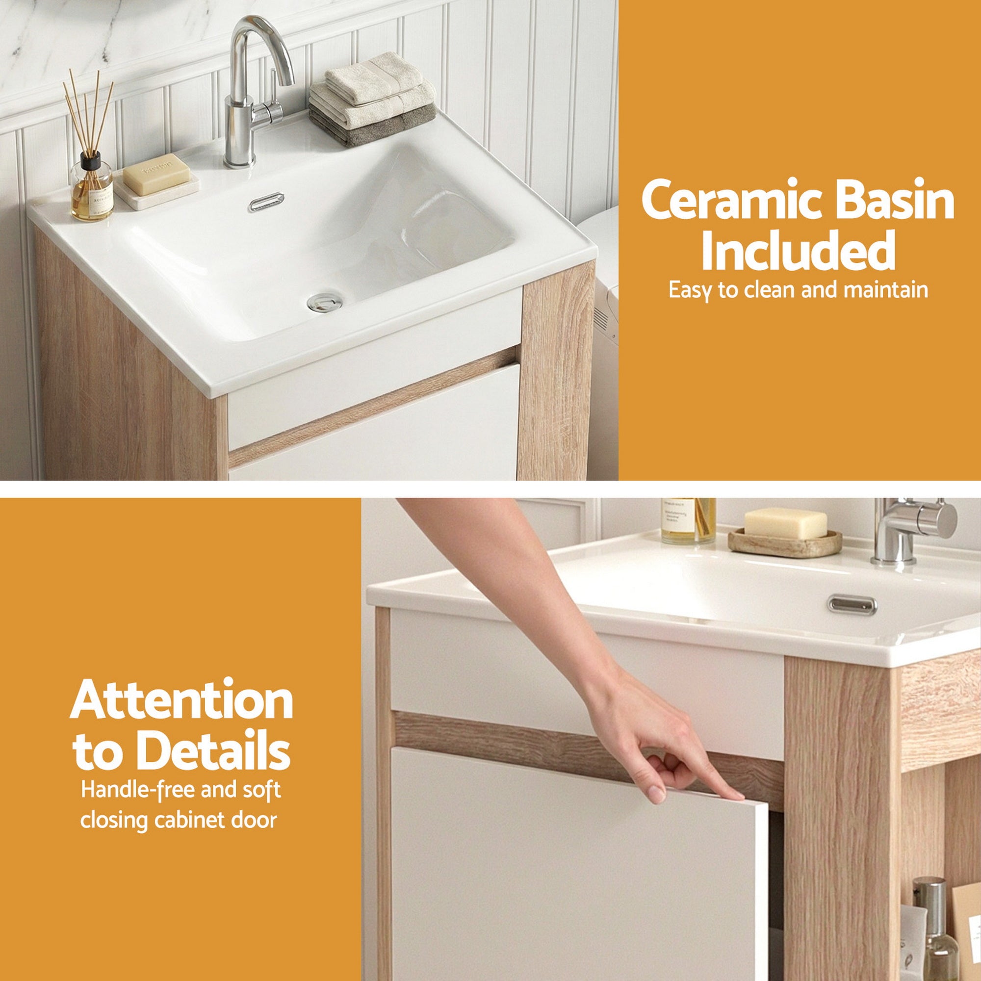 Vanity Units: Cefito Vanity Unit 835mm Basin Bathroom Cabinet Side Storage Free Standing Sink