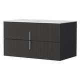 Bathroom Cabinets, Cupboards & Storage: Cefito Vanity Unit 900mm Bathroom Cabinet Storage Wall Hung Black Timber Front