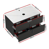 Bathroom Cabinets, Cupboards & Storage: Cefito Vanity Unit 900mm Bathroom Cabinet Storage Wall Hung Black Timber Front
